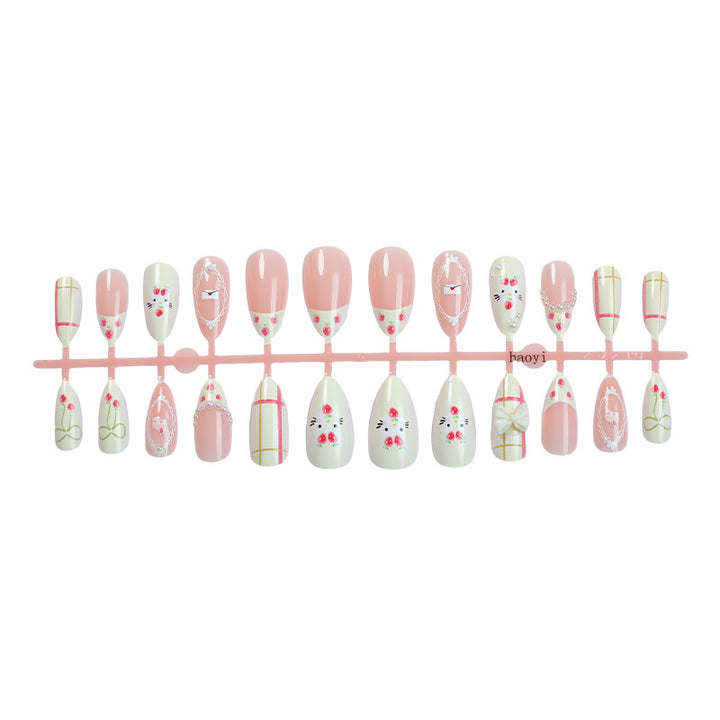 Decorative Press-On Nail Set with Floral and Whimsical Designs Stornfield
