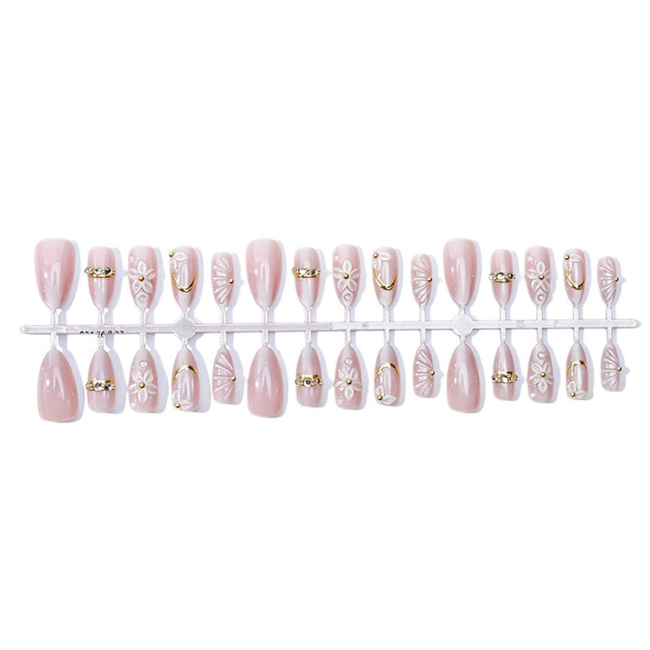 Elegant artificial nail set with floral and glitter elements Stornfield