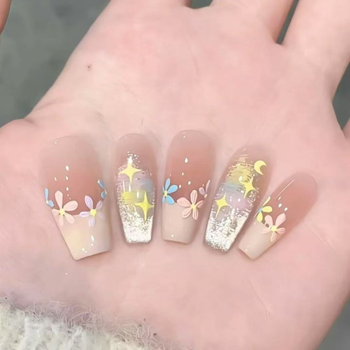 Artistic Floral Press-On Nail Set Stornfield