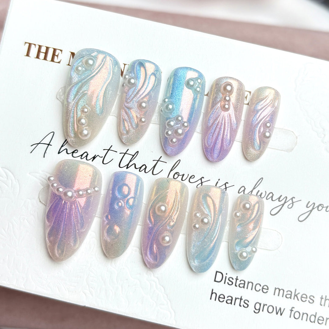 Elegant Pearl-Embellished Press-On Nail Set