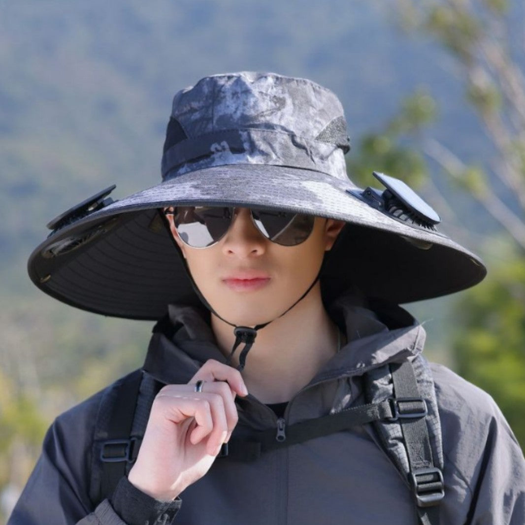 tactical fishing hat with wide brim, mesh ventilation and adjustable chin strap Stornfield