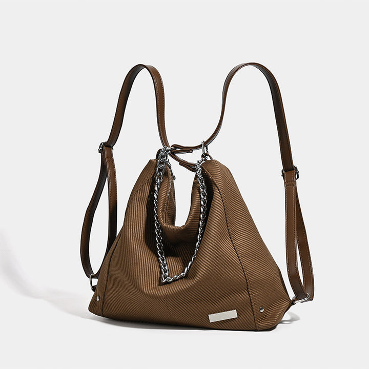 Textured Slouchy Hobo Bag with Chain Accents