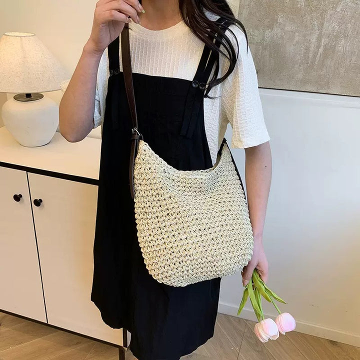 Handcrafted macrame shoulder bag with leather straps Stornfield