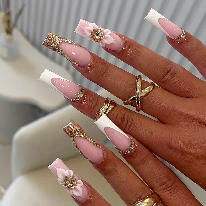 Nail Art Set with elegant glitter and flower pattern Stornfield