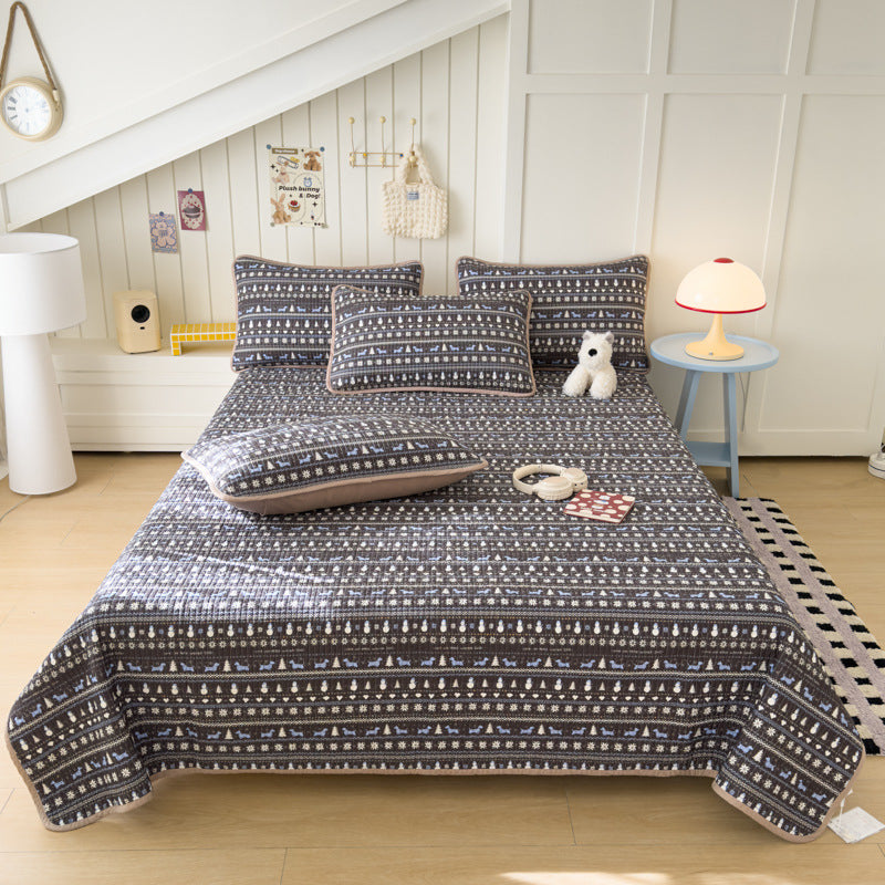 Lightweight Quilted Cotton Bedspread and Mattress Coverlet Set