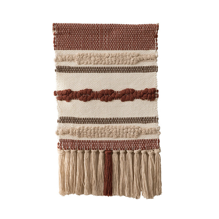 Boho Wall Hanging Macrame with Hand-Knotted Fringes and Woven Cable Patterns Stornfield