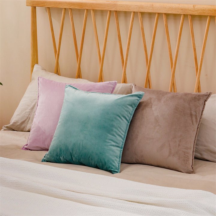 Velvet decorative cushion cover with concealed zipper and fine piping