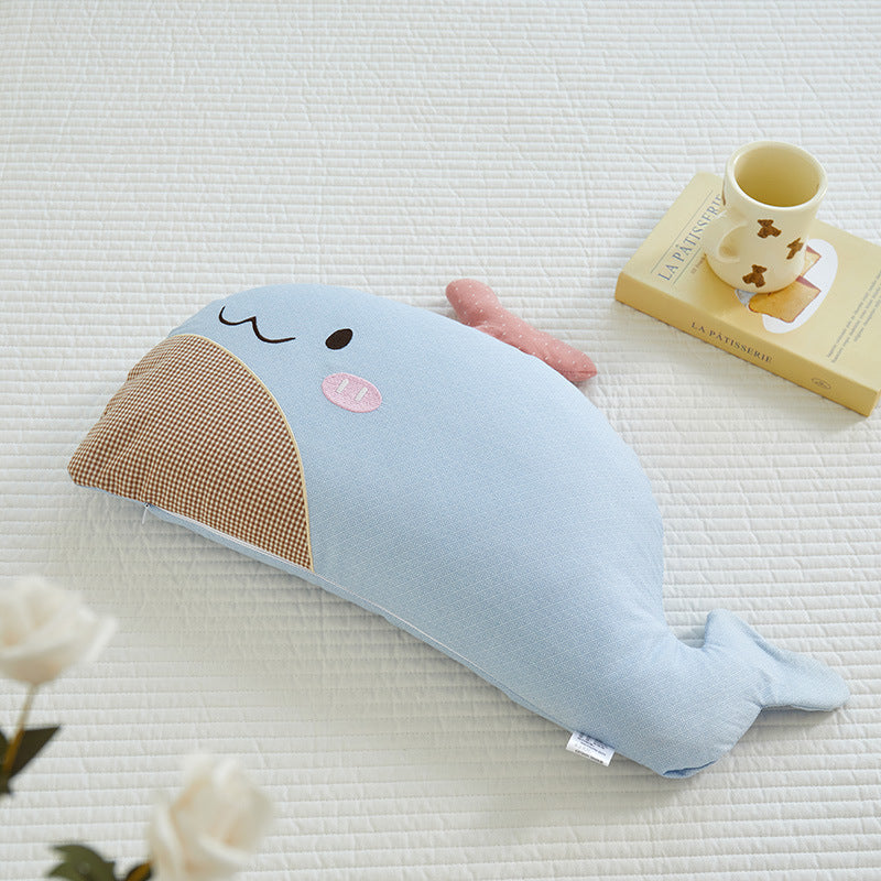 Cuddly whale cuddle pillow for children with soft cover & removable cover