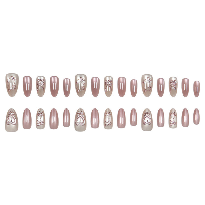 Elegant Stiletto Press-On Nails with Floral Design Stornfield