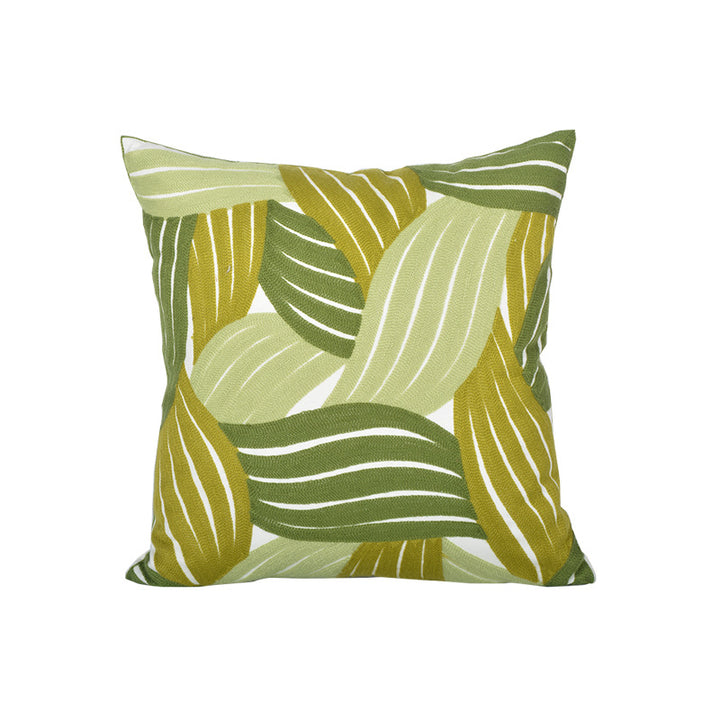 Square Decorative Pillow Cover with Raised Monstera Leaf Appliqué and Hidden Zipper