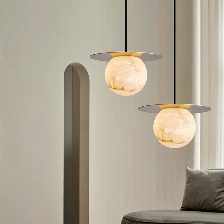 Modern Marble Sphere Pendant Light