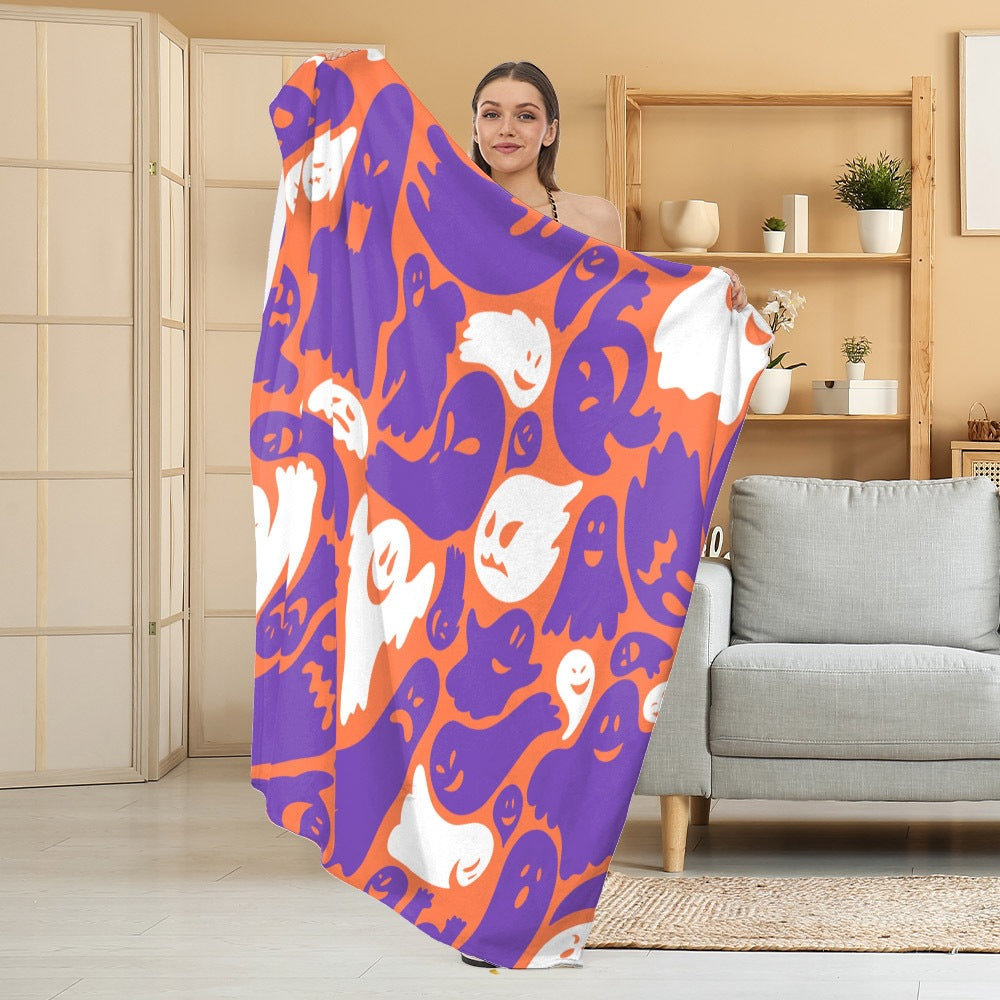 Cozy Halloween-Themed Fleece Blanket