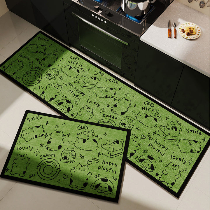 Playful Cartoon-Themed Kitchen Mat