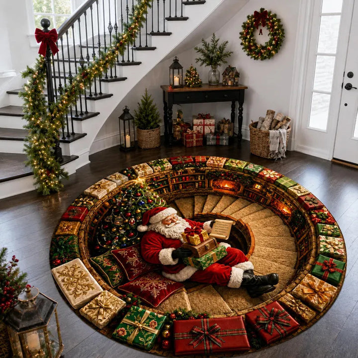 3D Holiday-Themed Round Area Rug