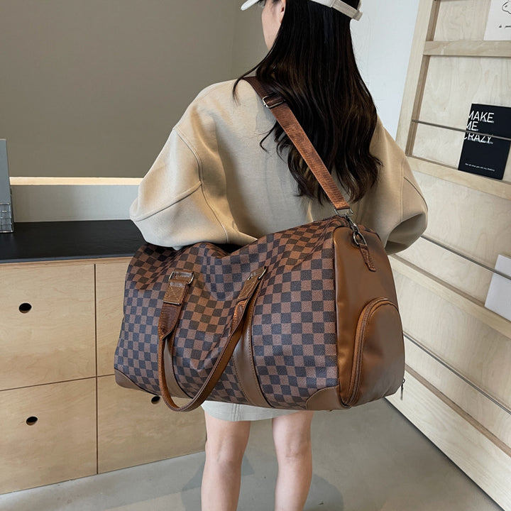 Elegant Checkerboard Travel Duffle Bag Stornfield