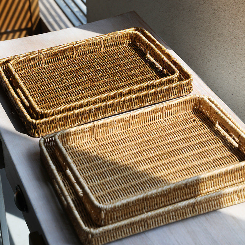 Handcrafted Rectangular Wicker Serving Tray Stornfield