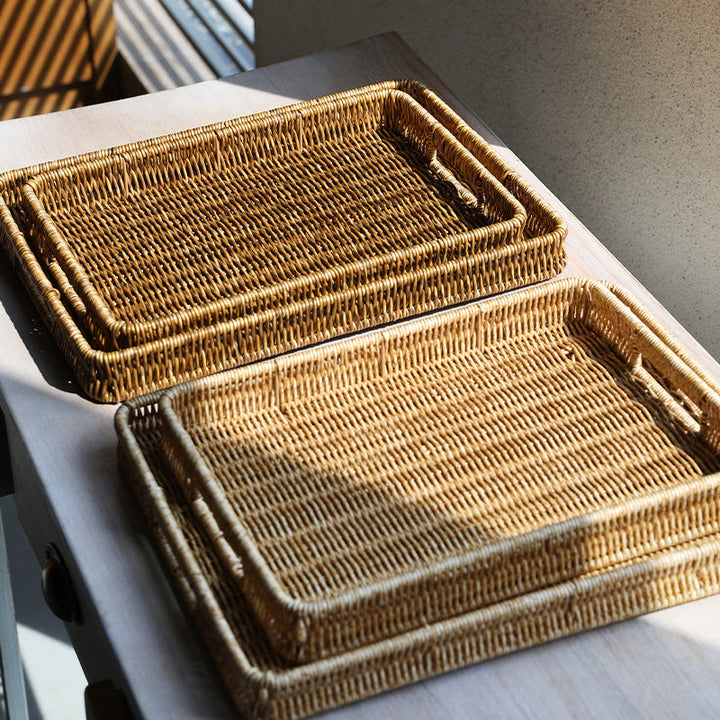 Handcrafted Rectangular Wicker Serving Tray Stornfield