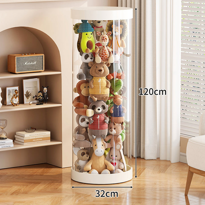 Tall Transparent Cylindrical Plush Toy Display & Storage Tower