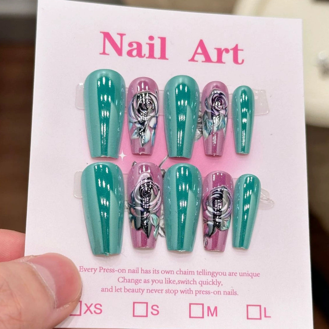 Artistic Floral Press-On Nails  1791254697