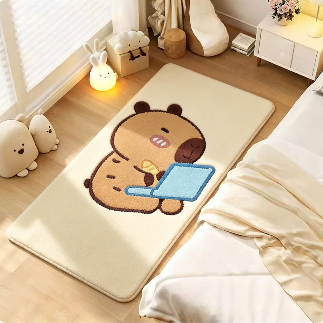Plush Cartoon Animal-Themed Area Rug