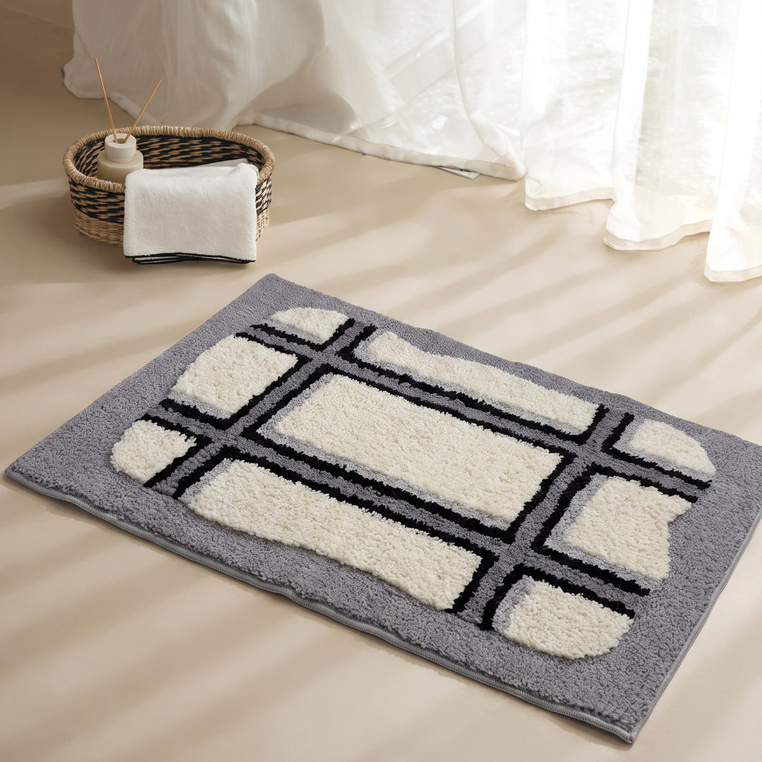 Soft Plush Geometric Pattern Bath Mat