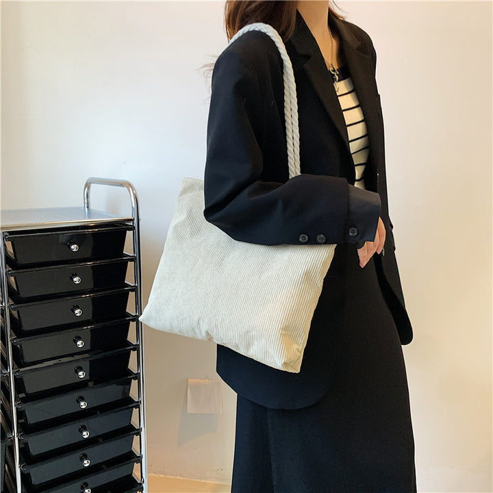 Textured Drawstring Tote Bag