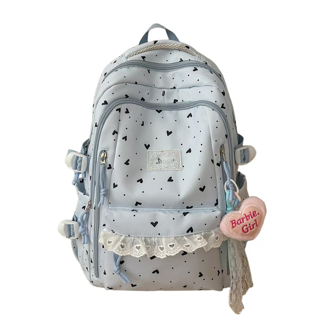 Heart-Patterned Multi-Compartt Backpack Stornfield