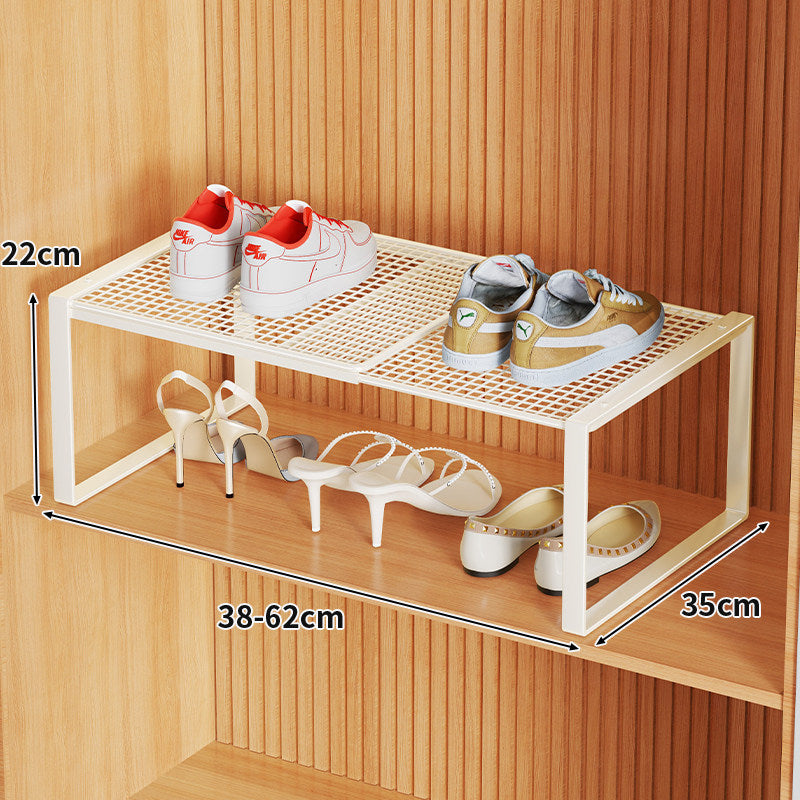 Multi-Tier Metal Mesh Shoe Storage Rack with Open Grid Shelves and Matte Frame