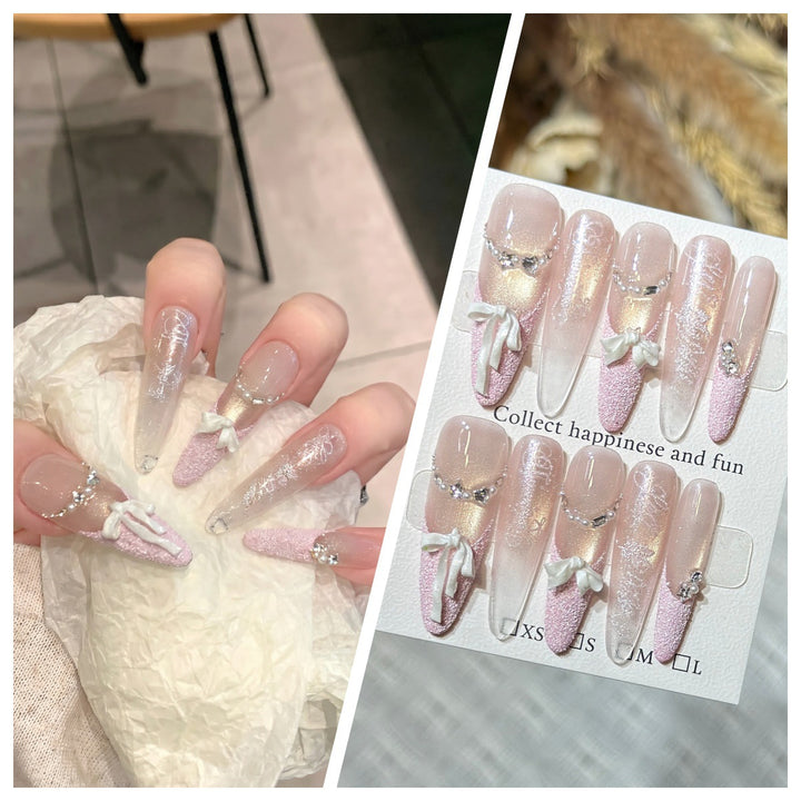 Artistic Stiletto Press-On Nail Set with Charming Patterns Stornfield
