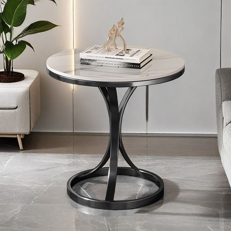 Modern Round Accent Table with Sleek Metal Base Stornfield