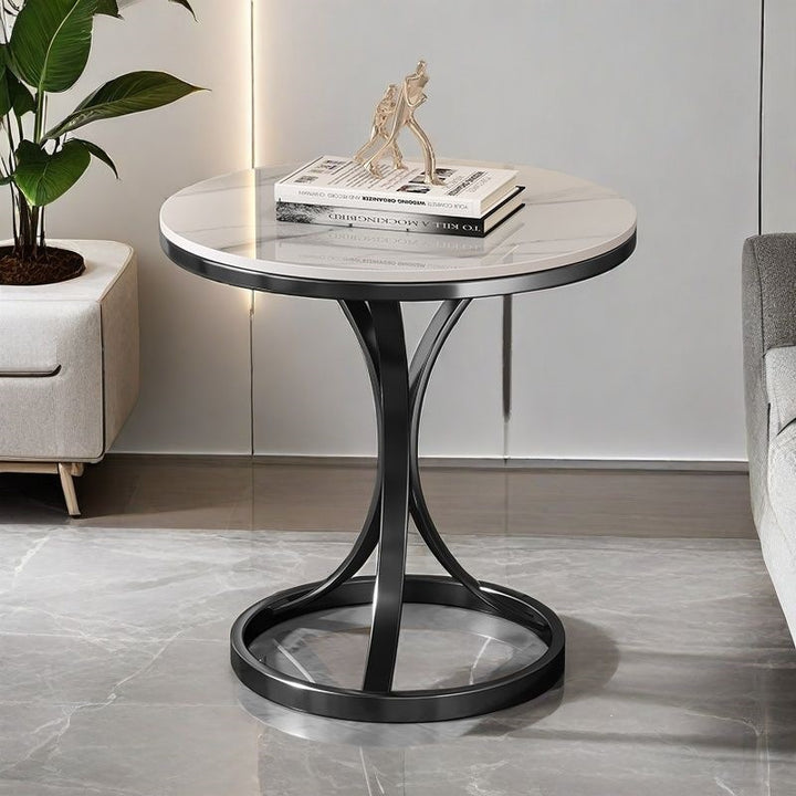 Modern Round Accent Table with Sleek Metal Base Stornfield