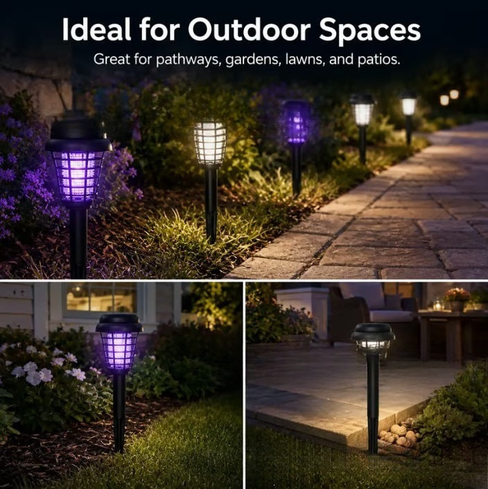 Solar Powered UV Insect Zapper Garden Stake With Integrated Solar Panel And Dusk To Dawn Sensor Stornfield