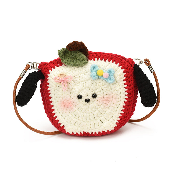 Cute Apple-Shaped Crochet Crossbody Bag