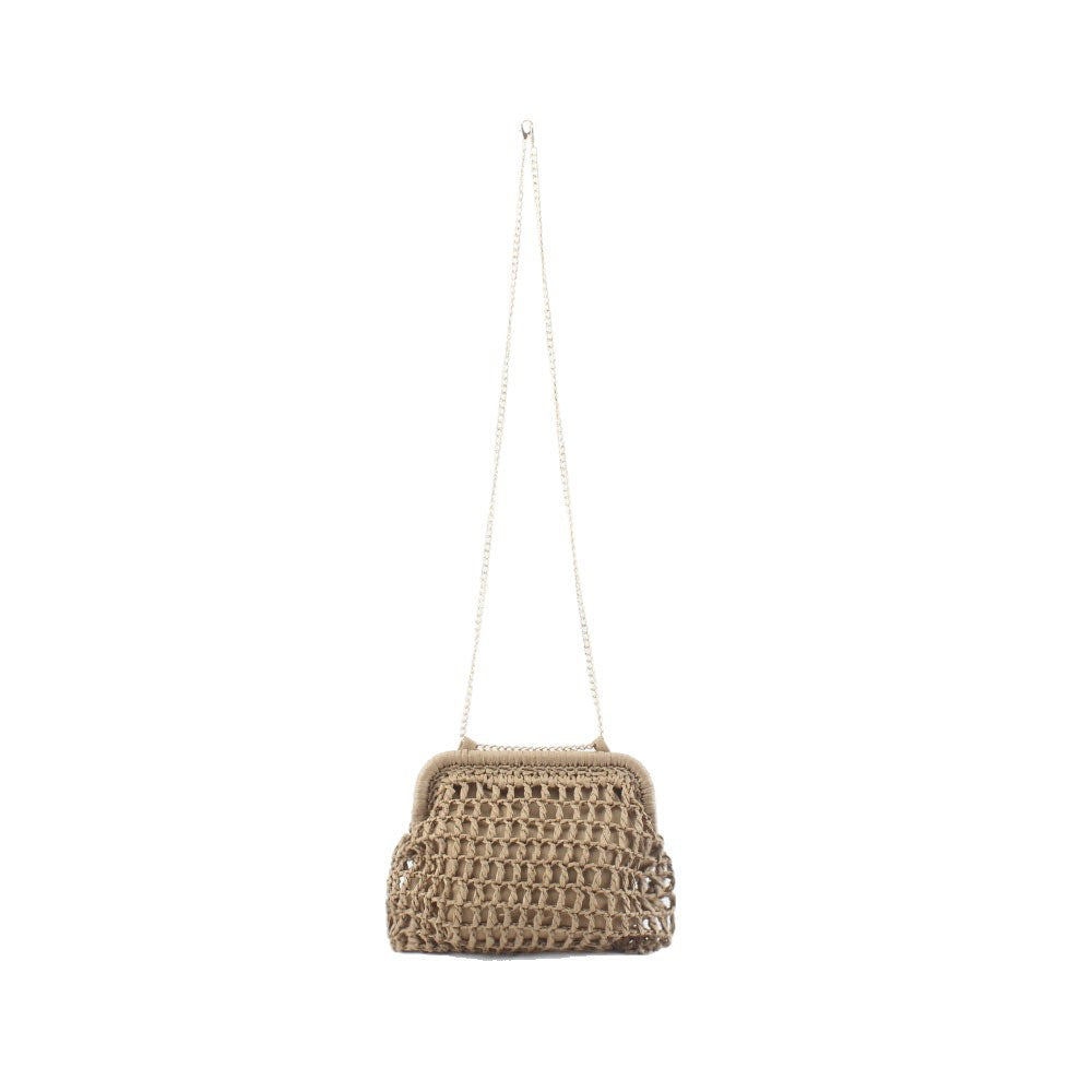 Woven Natural Material Handbag with Fine Chain Accents Stornfield