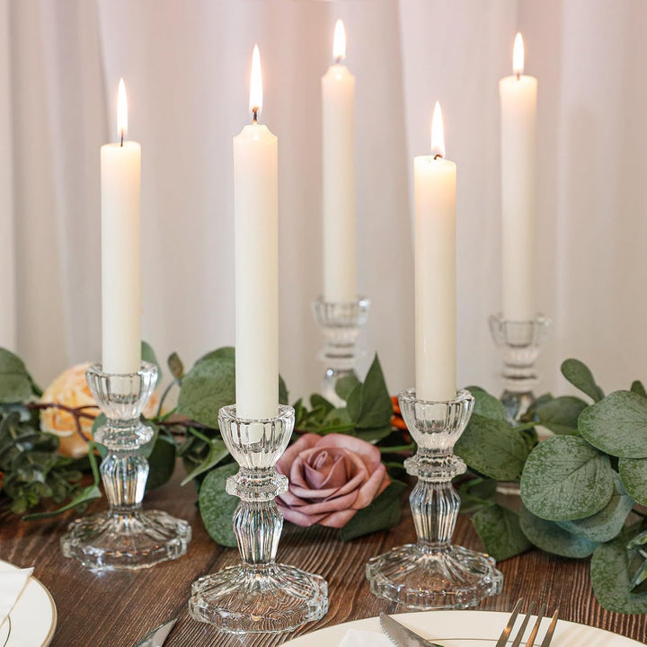 Crystal-cut Glass Candlestick Holder with Ribbed Stem Stornfield