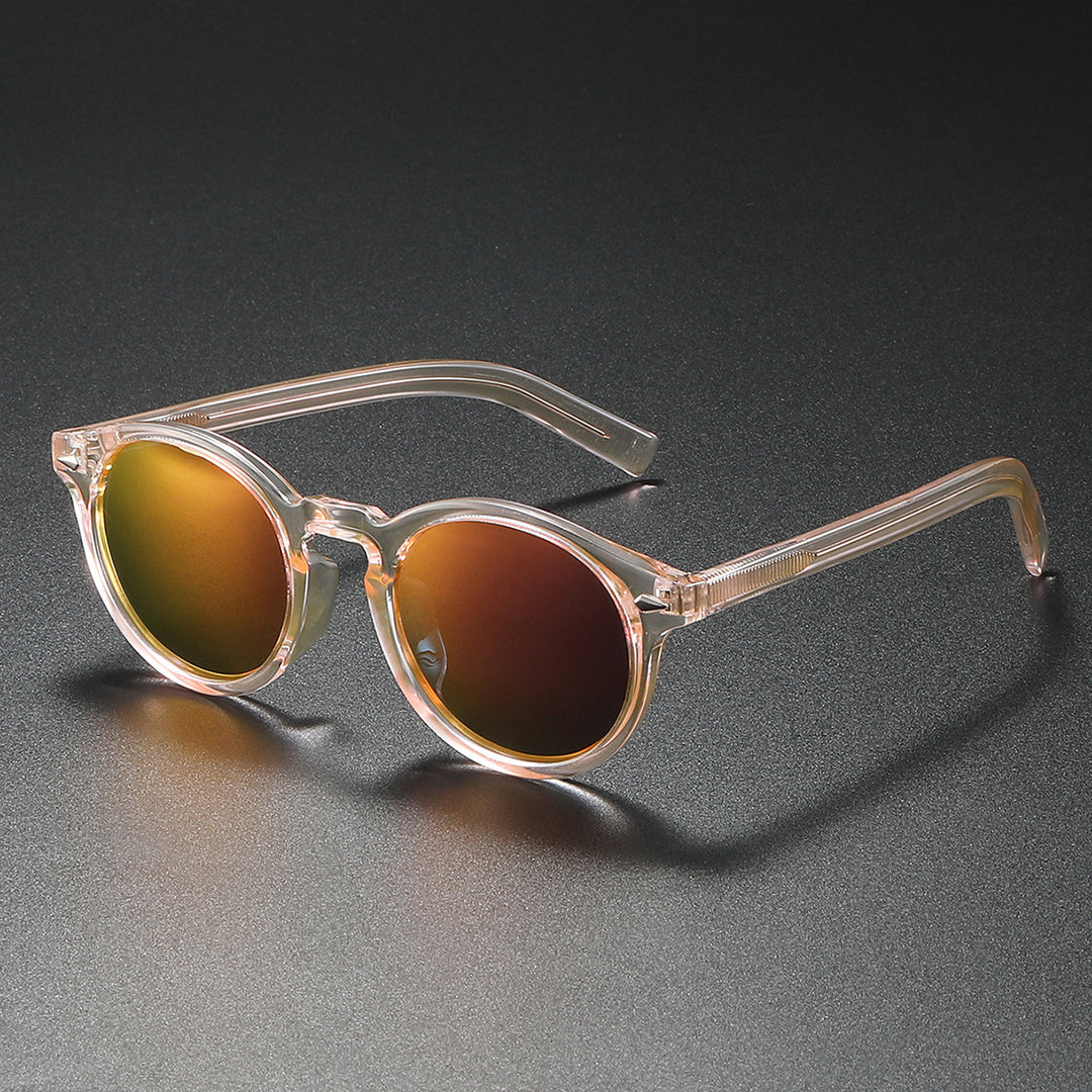 Ladies Round Sunglasses with Transparent Frame and Reflective Lenses Stornfield