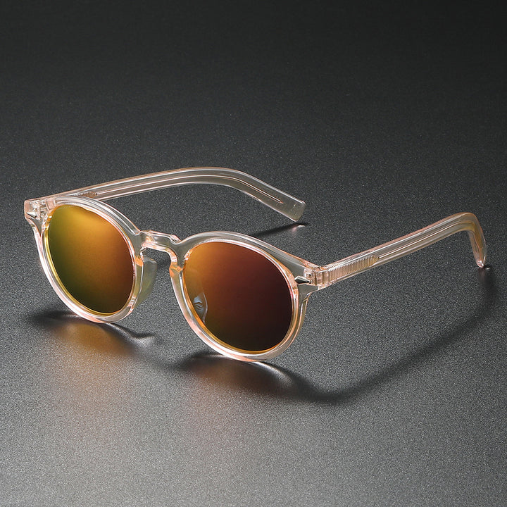 Ladies Round Sunglasses with Transparent Frame and Reflective Lenses Stornfield