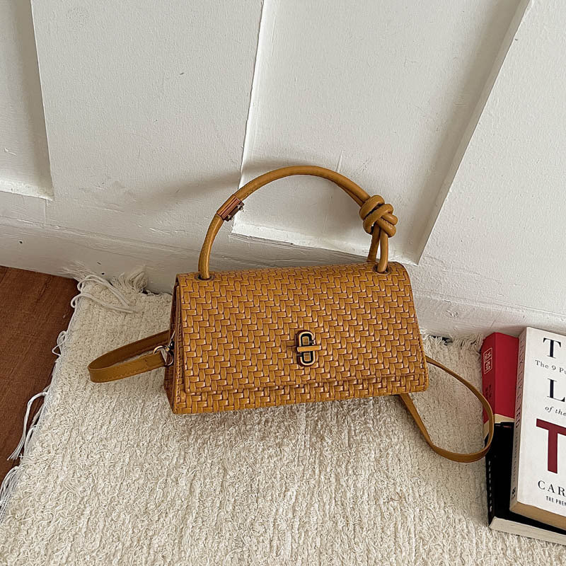 Woven Leather Crossbody Satchel