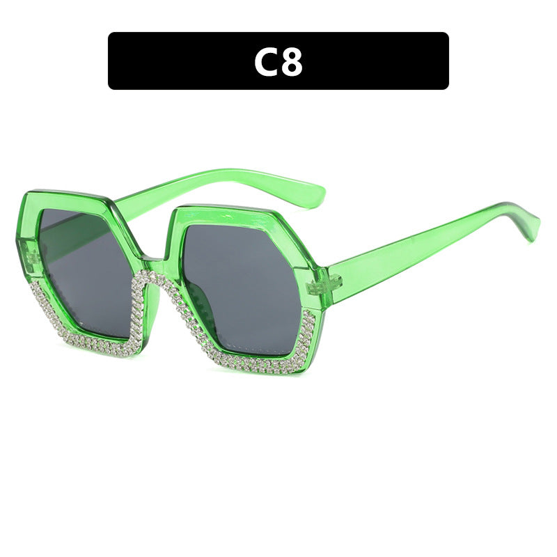 Women's extravagant sunglasses with hexagonal frame and rhinestone accents Stornfield