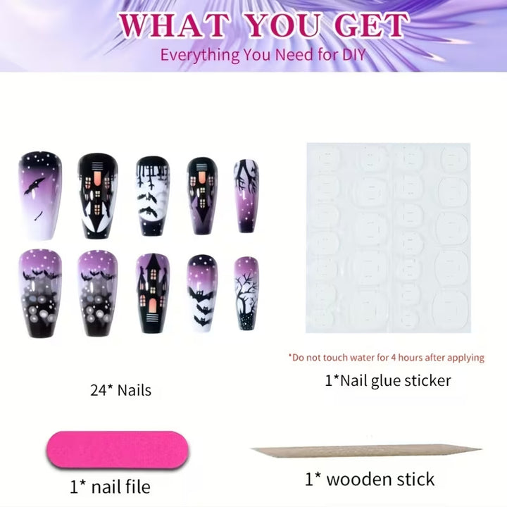 Artistic Halloween-Themed Press-On Nails Stornfield