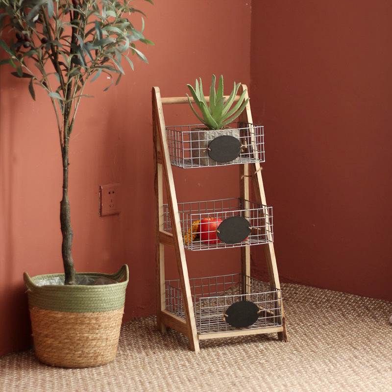 Practical stair shelf with wire baskets Stornfield