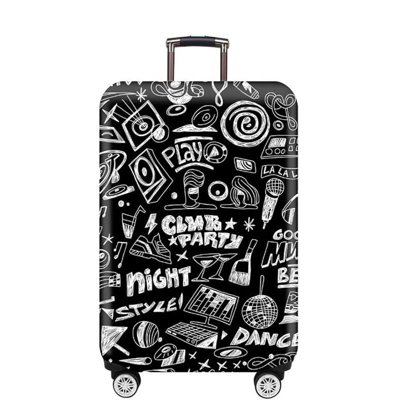 Unisex nan elastic Suitcase Cover with urban Doodle pattern, zipper and all-round protection for 4-wheel trolleys Stornfield