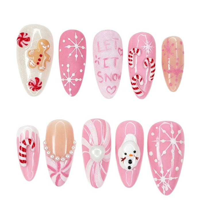 Acrylic nail set with festive Christmas designs and glamorous accents Stornfield