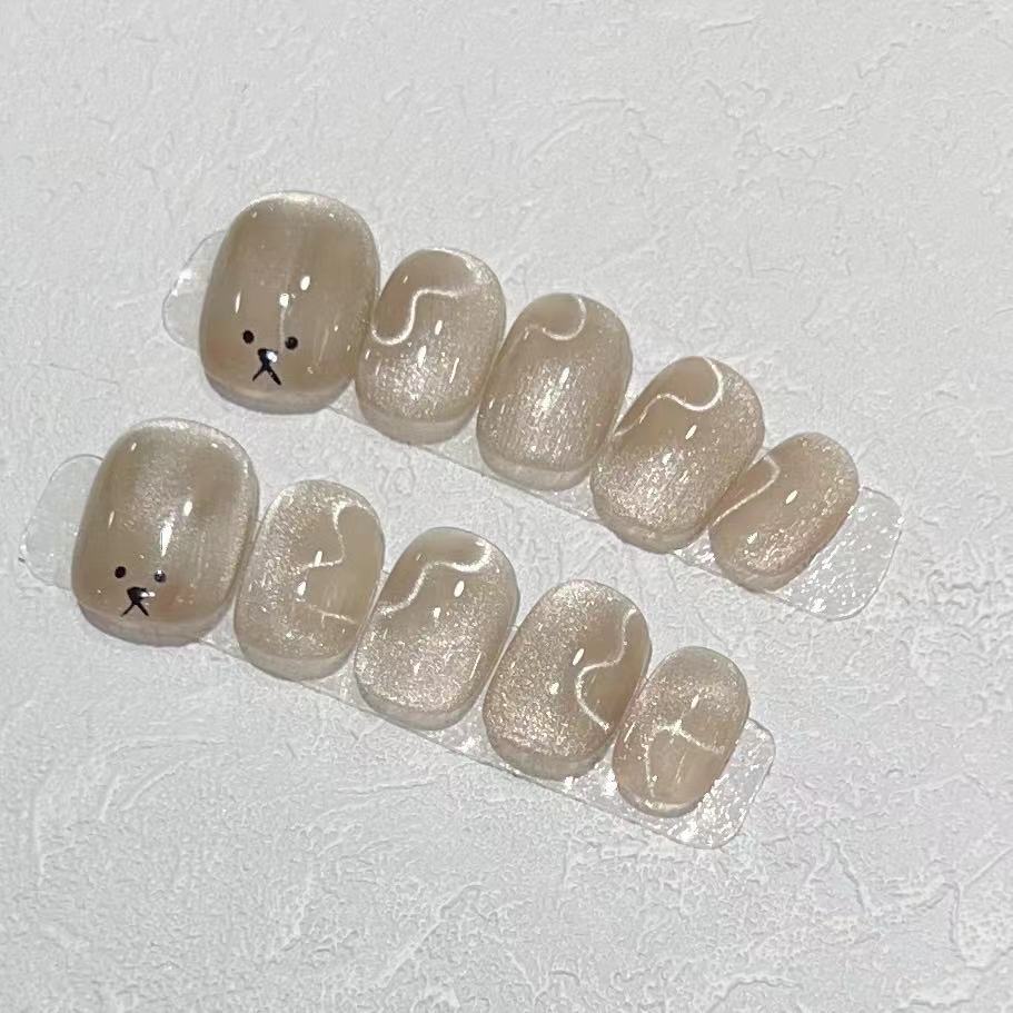 Playful Animal-Themed Press-On Nail Set Stornfield