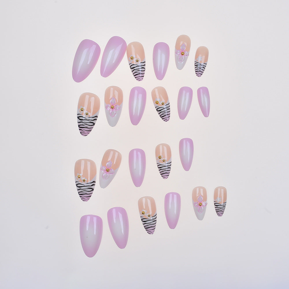 Elegant Floral Embellished Press-On Nails Stornfield