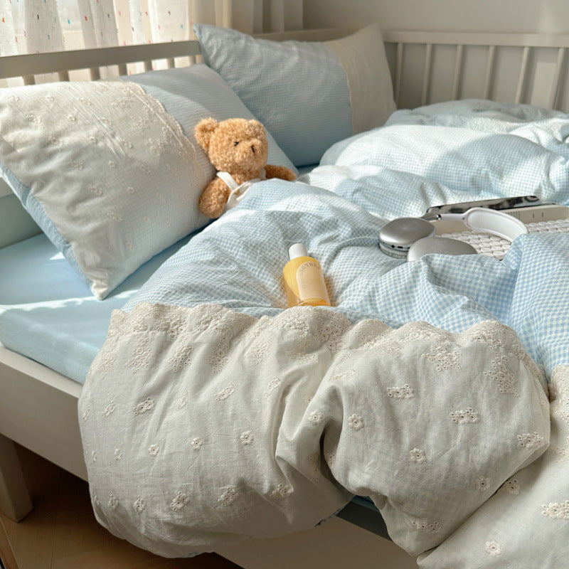 Embroidered Floral Duvet Cover Set