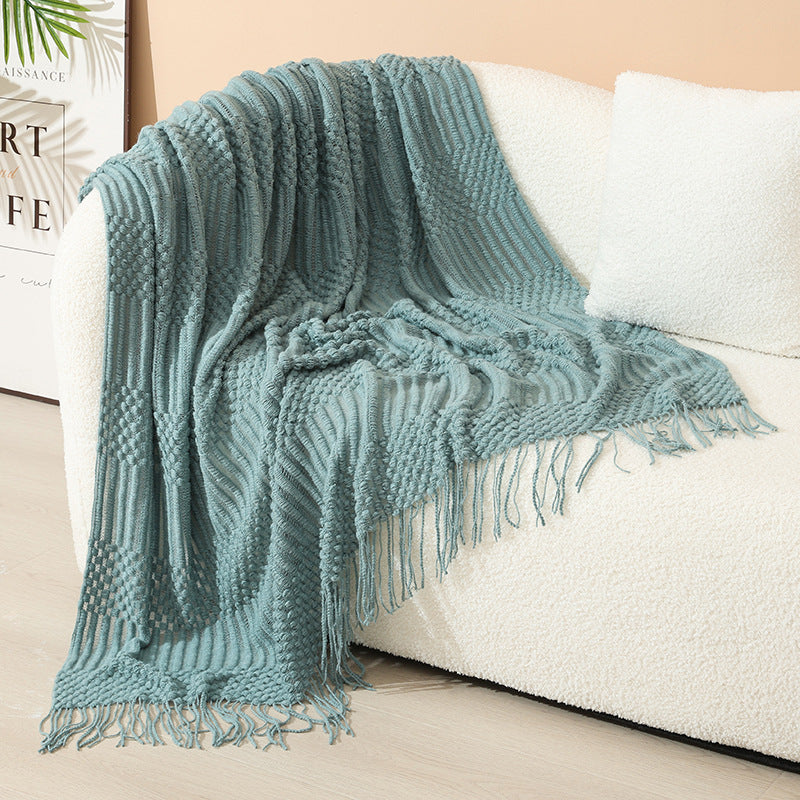 Women's stylish living room throw blanket with fringe pattern Stornfield