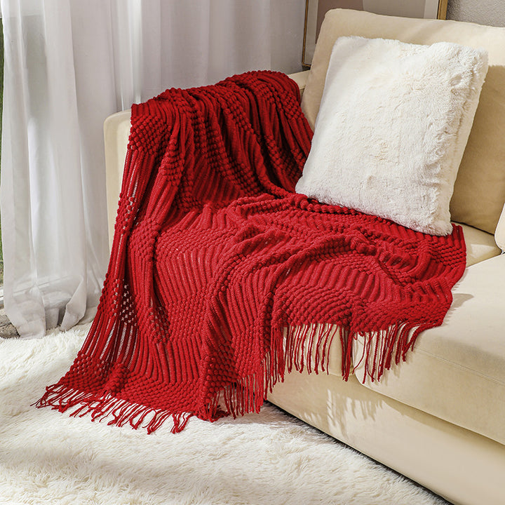 Women's high-quality knitted blanket with textured design Stornfield
