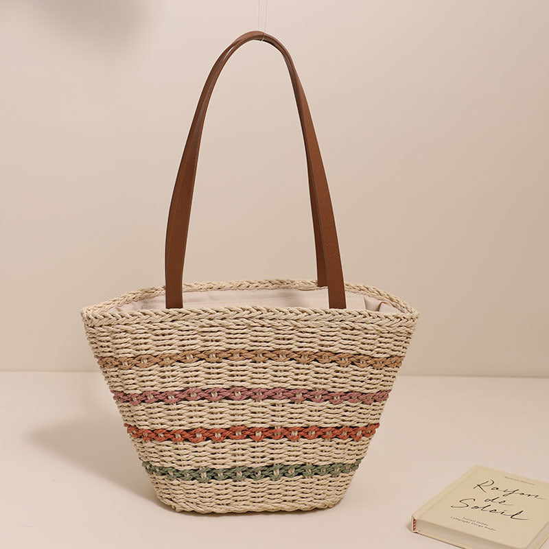 Trendy Straw Bag with Colorful Details Stornfield