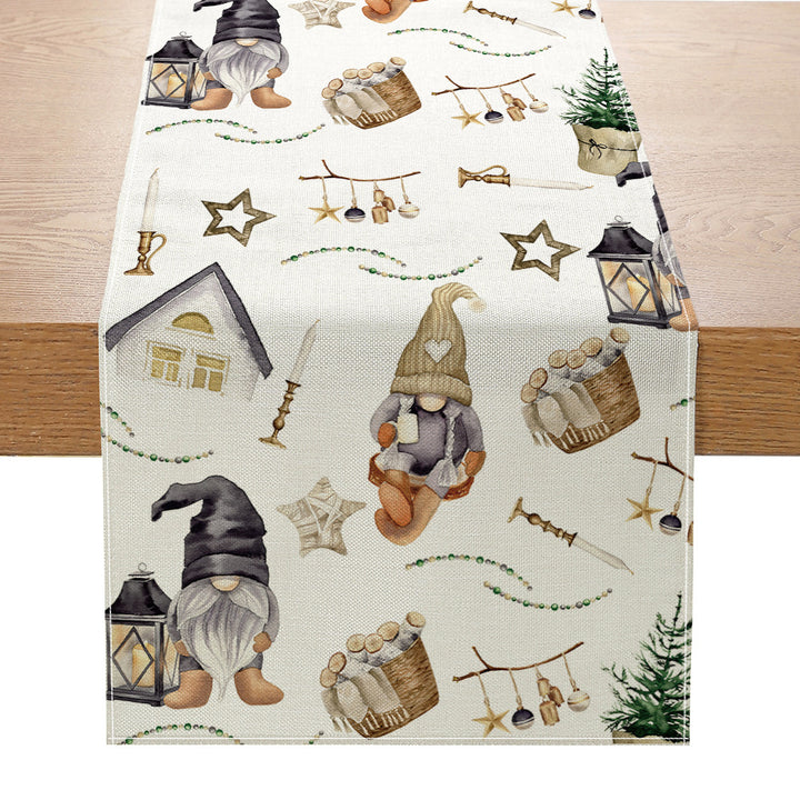 Festive Santa Stripe Table Runner Linen-Texture Holiday Dining Decor